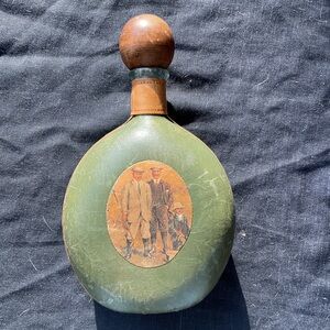 Vintage Green Leather Wrapped w/ Leather Golf Italy Fausto Corduri